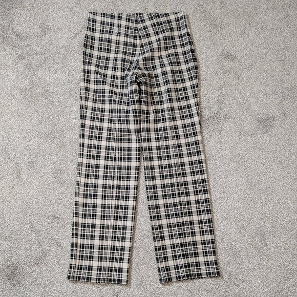 SLIM FACTOR by INVESTMENTS Slim Straight Black/Gray Plaid Stretch Pants; Size M - Picture 2 of 5
